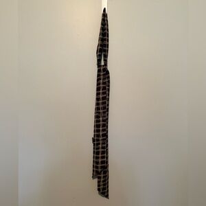 Black & Beige Geometric Print Skinny Scarf / Headband